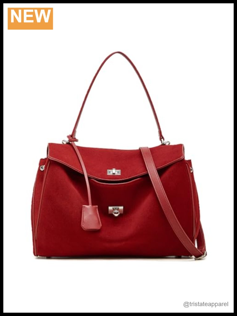 Large Suede Cowhide Leather Tote Bag, Top-Handle Satchel Purse For Women